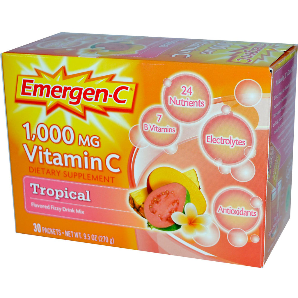 Emergen-C, 1.000 mg C-vitamin, Tropical, 30 pakker, 9,0 g hver