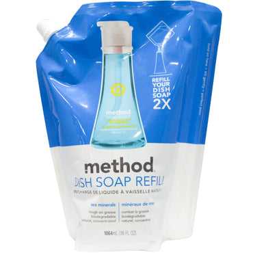 Method, Recharge de savon à vaisselle, Minéraux marins, 36 fl oz (1064 ml)
