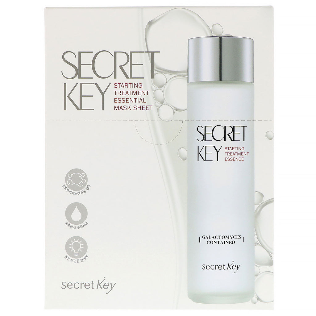Secret Key, Folha de Máscara Essencial para Tratamento Inicial, 10 Máscaras, 30 g (1,05 oz) Cada
