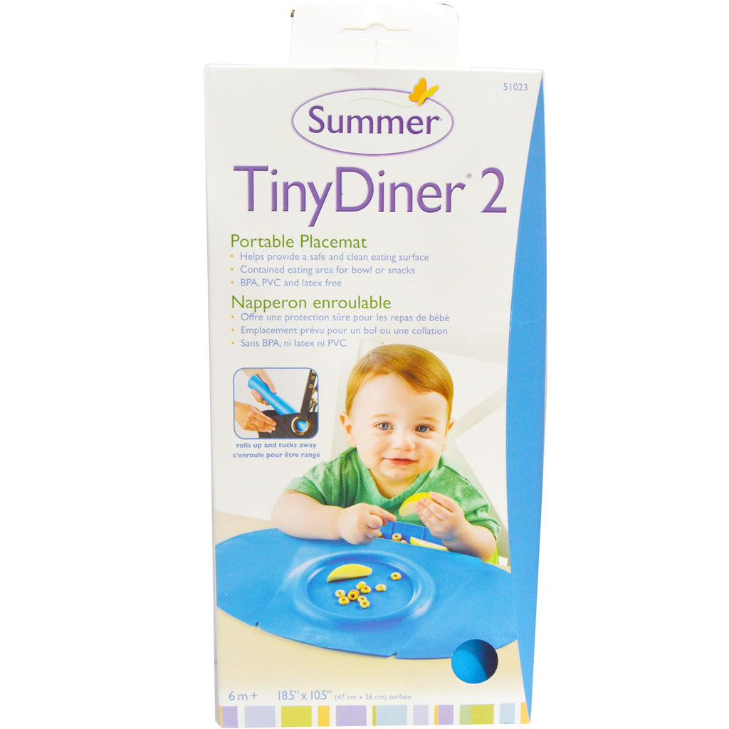 Summer infant, tiny diner 2, azul, mantel individual portátil, 1 mantel individual