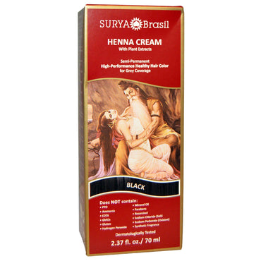 Surya Henna, Henna-Creme, Haarfarbe und Spülung, Schwarz, 2,37 fl oz (70 ml)