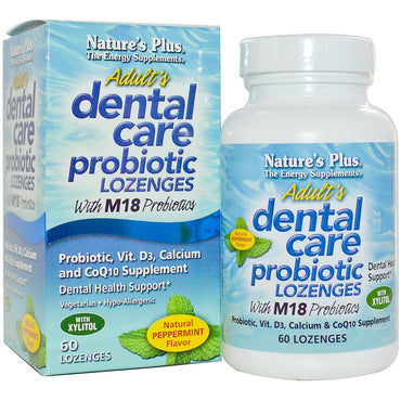 Nature's Plus Probiotic pentru îngrijirea dentară pentru adulți cu aromă naturală de mentă M18 60 de pastile