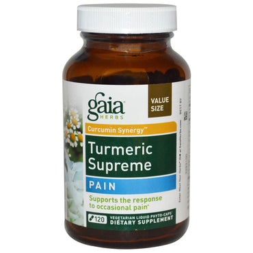 Zioła Gaia, kurkuma najwyższa, środek przeciwbólowy, 120 wegetariańskich fito-kapsułek w płynie