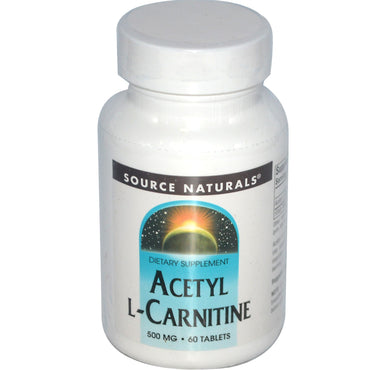 Source Naturals, アセチル L-カルニチン、500 mg、60 錠