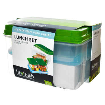 Fit & Fresh, conjunto de almoço, com bolsa de gelo removível, conjunto de 7 peças