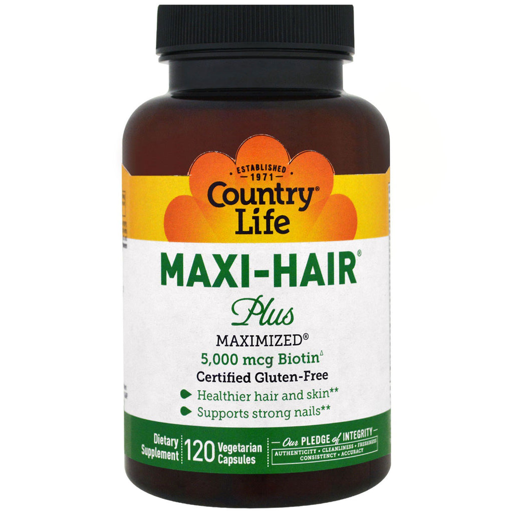 Country Life Maxi Hair Plus 5000 מק"ג 120 כוסות צמחיות