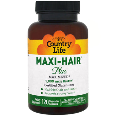 Country Life Maxi Hair Plus 5000 mcg 120 Cápsulas Vegetales