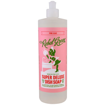 Rebel Green, Savon à vaisselle Super Deluxe, Lilas rose, 16 fl oz (473 ml)