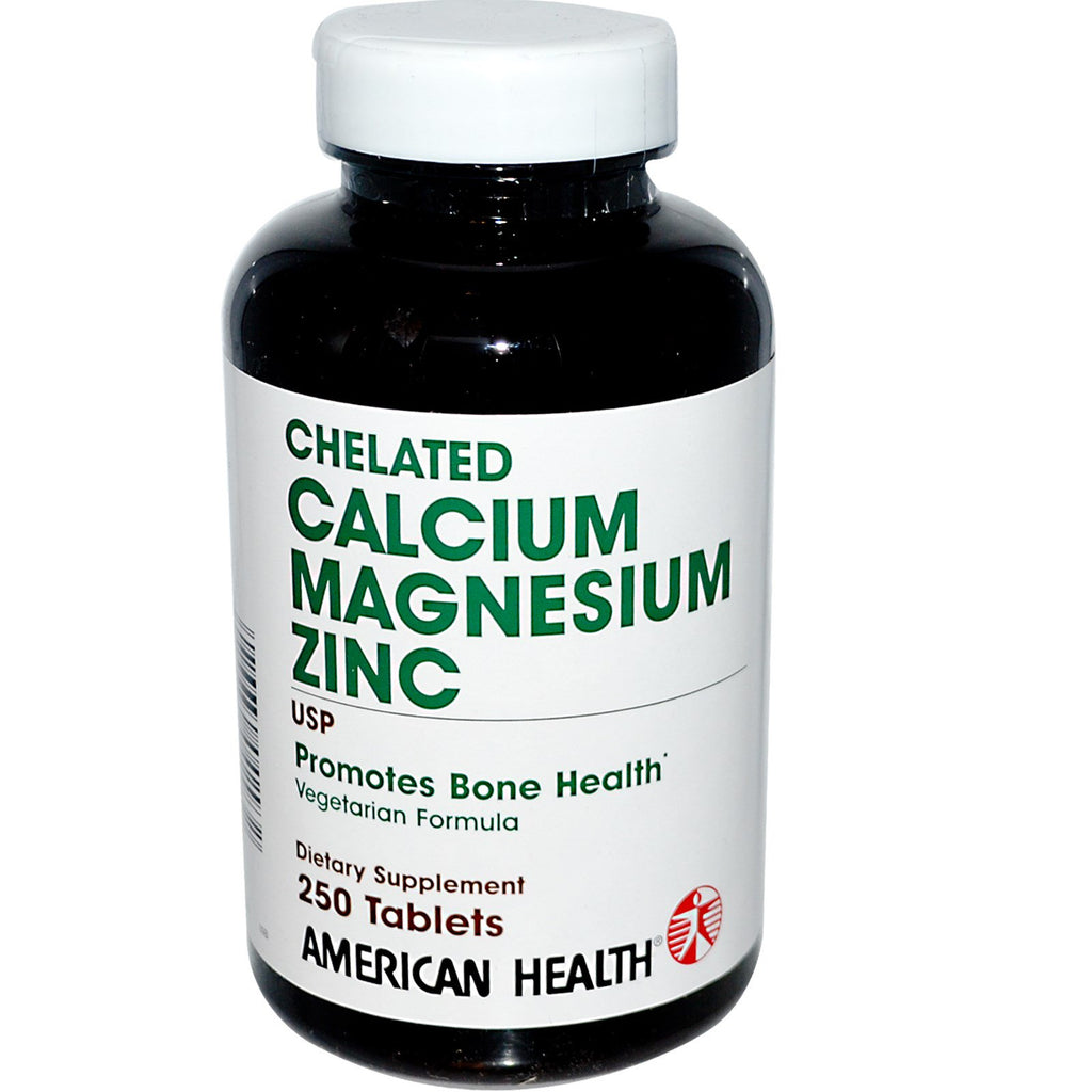 Amerikansk sundhed, chelateret calcium magnesium zink, 250 tabletter