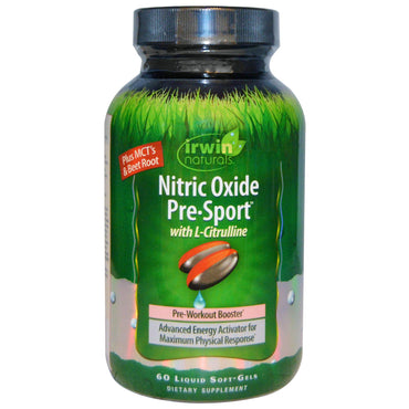 Irwin naturals, nitrogenoxid pre-sport, 60 flydende bløde geler