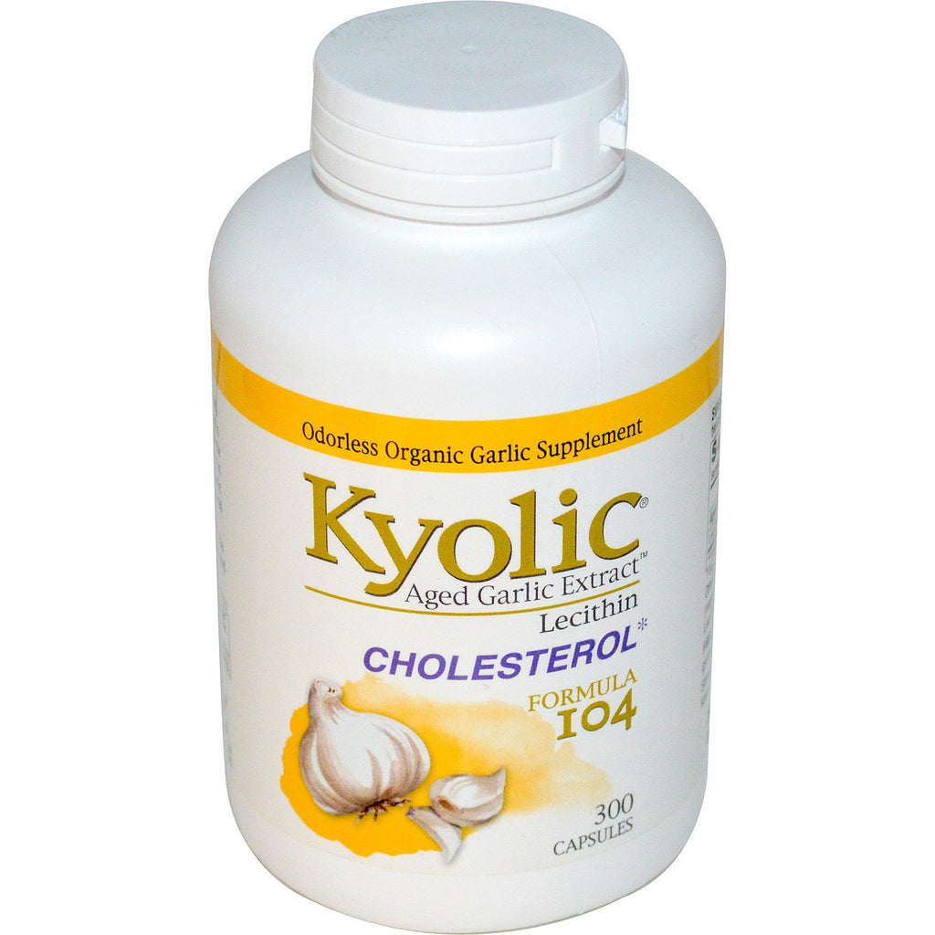 Wakunaga - Kyolic, oud knoflookextract met lecithine, cholesterolformule 104, 300 capsules