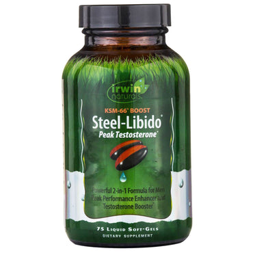 Irwin naturals, stål-libido, peak testosteron, 75 flydende bløde geler