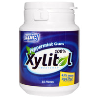 Epic Dental 100% Xylitol Sweetened Peppermint Gum 50 Pieces