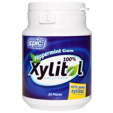 Epic Dental 100 % mit Xylit gesüßtes Pfefferminzgummi, 50 Stück