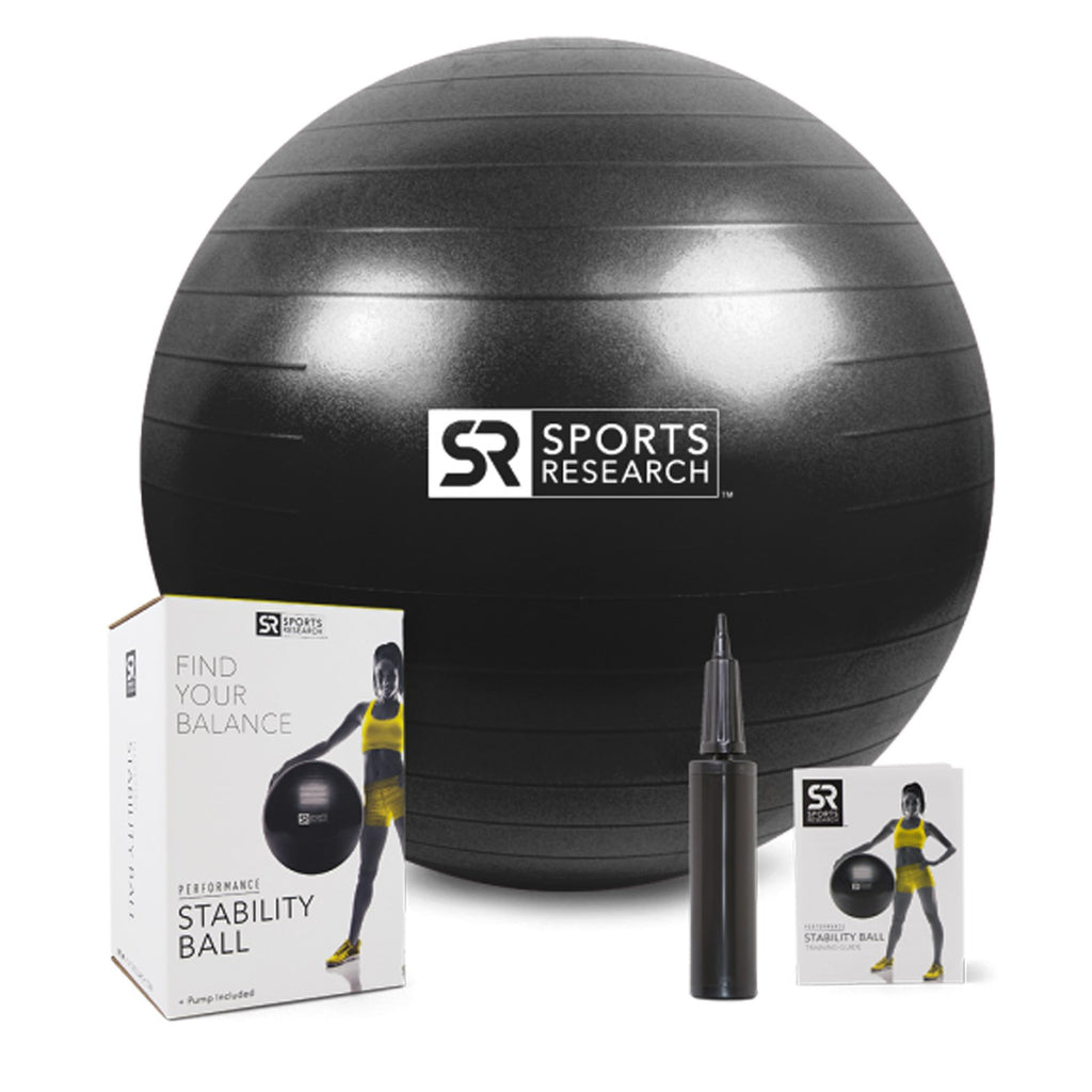 Sports Research, Balón de estabilidad y rendimiento, negro, 1 balón de 65 cm
