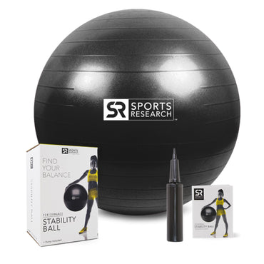 Sports Research, Ballon de stabilité performant, Noir, Ballon de 1 à 65 cm