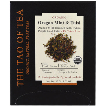 De Tao van thee, Oregon Mint & Tulsi, 15 piramidezakjes, 1,05 oz (30 g)