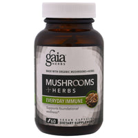 Gaia Herbs, Champignons + Herbes, Immunité quotidienne, 60 gélules végétariennes