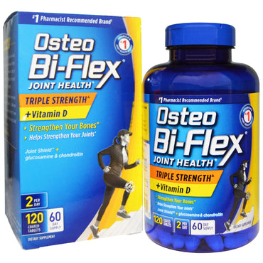 Osteo Bi-Flex, salud de las articulaciones, triple potencia + vitamina D, 120 comprimidos recubiertos