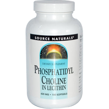 Source Naturals, Phosphatidyl Choline, בלציטין, 420 מ"ג, 180 Softgels