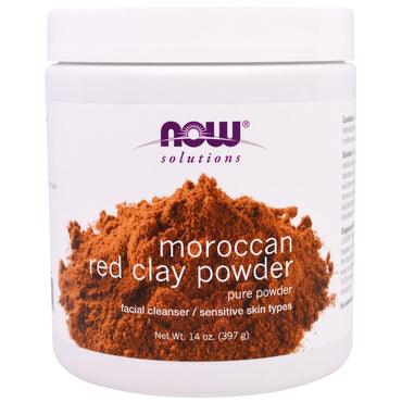 Now Foods, pudră de argilă roșie marocană, demachiant facial, 14 oz (397 g)