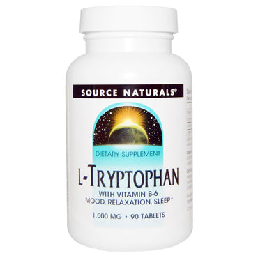 Source Naturals, L-Tryptophan, 1.000 mg, 90 tabletter
