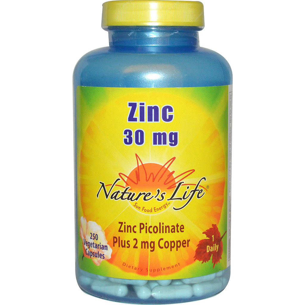 Nature's Life, Zinco, 30 mg, 250 Cápsulas Vegetais