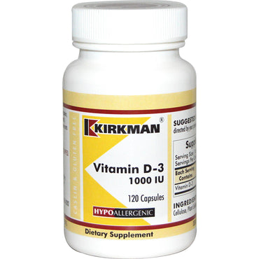 Kirkman labs, 비타민 d-3, 1000 iu, 120 캡슐