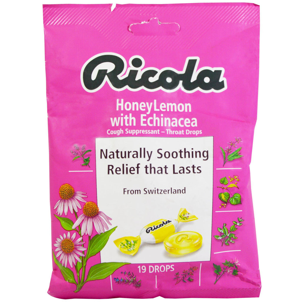 Ricola, honungscitron med Echinacea hostdämpande, 19 droppar