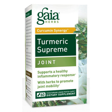 Ervas Gaia, açafrão supremo, baseado, 60 fito-cápsulas vegetarianas líquidas