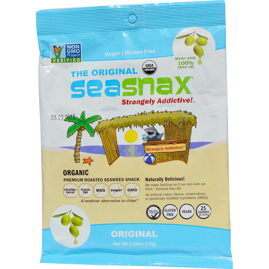 SeaSnax, Przekąska Premium z pieczonych wodorostów, oryginalna, 0,54 uncji (15 g)