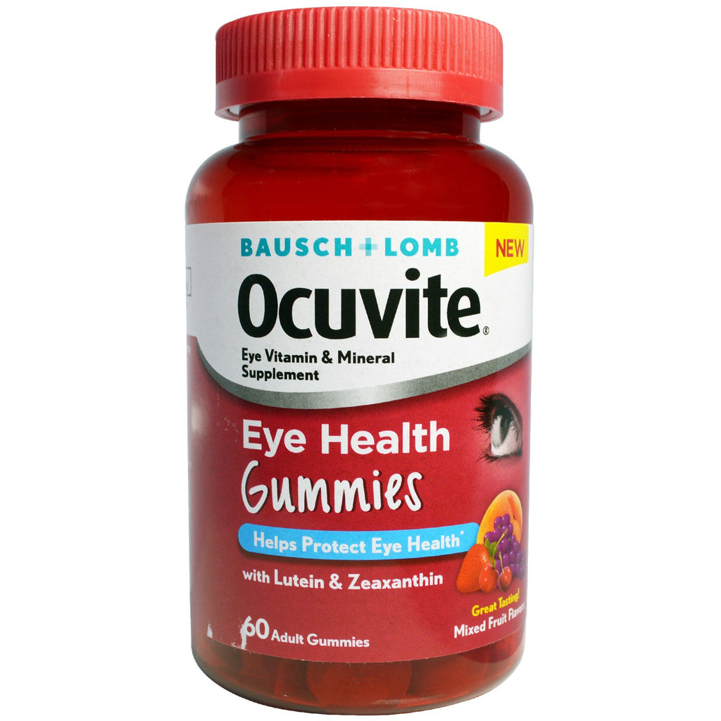 Bausch & Lomb, أوكوفيت، علكات صحة العين، نكهات الفاكهة المختلطة، 60 علكة للبالغين