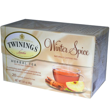 Twinings, Té de hierbas, Especias de invierno, Sin cafeína, 20 bolsitas de té, 1,41 oz (40 g)