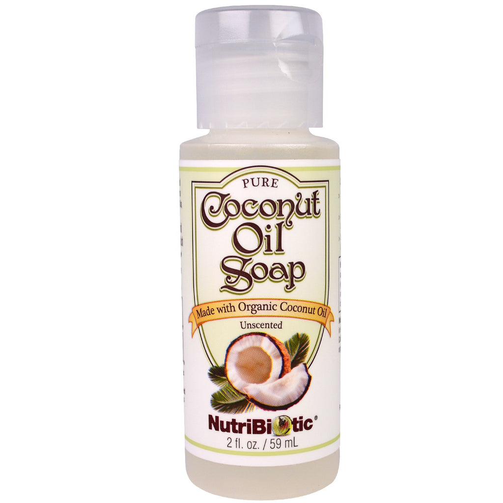 NutriBiotic, Pure Coconut Oil Soap, Unscented, 2 fl oz (59 ml)