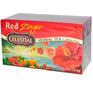 Celestial Seasonings, té de hierbas, sin cafeína, Red Zinger, 20 bolsitas de té, 1,7 oz (49 g)