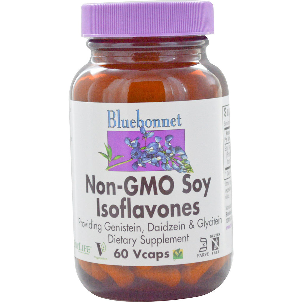 Nutrição Bluebonnet, isoflavonas de soja não transgênicas, 60 cápsulas vegetais