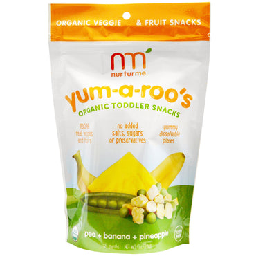 NurturMe Snacks para niños pequeños Yum-A-Roo's guisante + plátano + piña 1 oz (28 g)