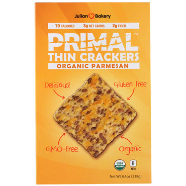 Julian Bakery, Primal Thin Crackers, Parmesão, 238 g (8,4 oz)