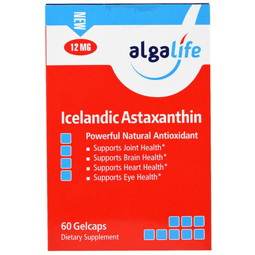 Algalife, アイスランド産アスタキサンチン、12 mg、ジェルキャップ 60 個