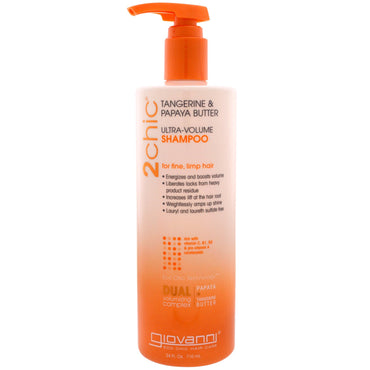 Giovanni, 2chic, Ultra-Volume Shampoo, for fint slappt hår, mandarin og papayasmør, 24 fl oz (710 ml)
