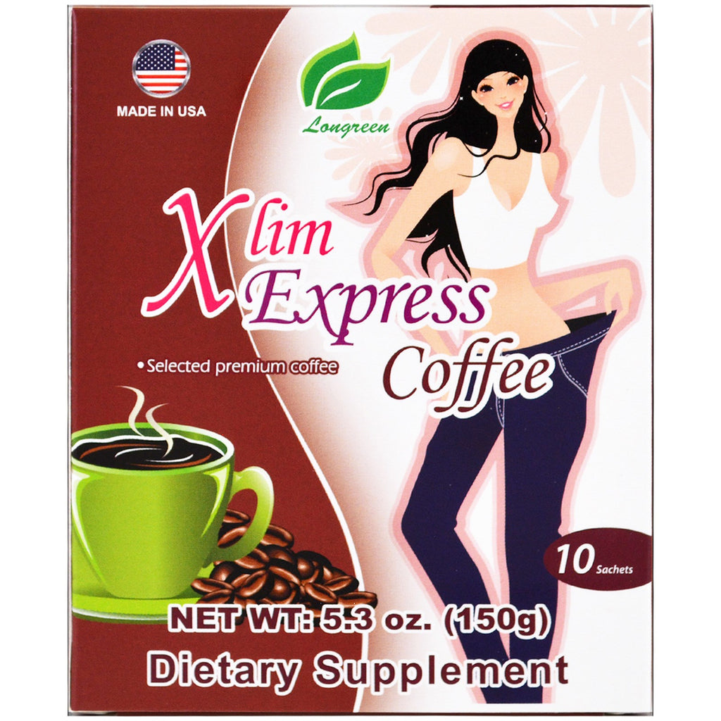 Longreen Corporation, Xlim Express Coffee, 10 ซอง, 5.3 ออนซ์ (150 กรัม)