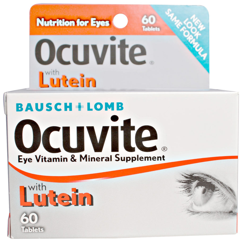 Bausch & Lomb, ocuvite, 눈 비타민 및 미네랄 보충제, 루테인 함유, 60정