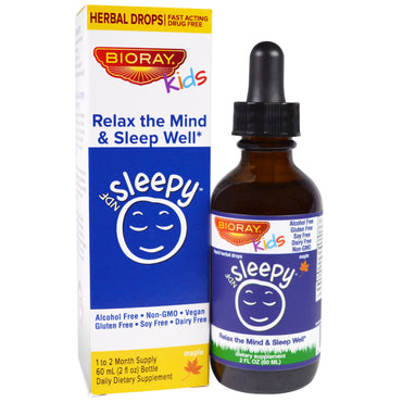 Bioray Inc., NDF Sleep، يريح العقل وينام جيدًا، للأطفال، نكهة القيقب، 2 أونصة سائلة (60 مل)