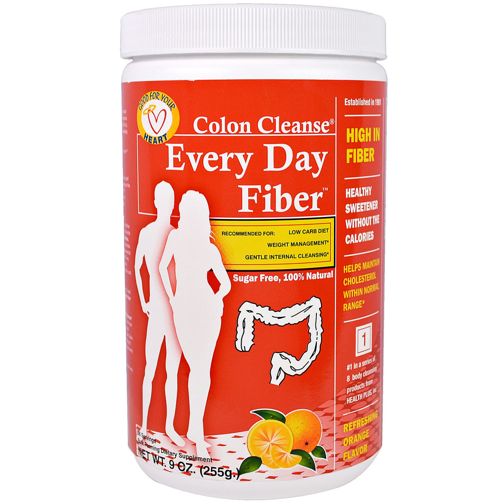 Health Plus Inc., Colon Cleanse, Every Day Fiber, forfriskende appelsinsmak, 9 oz (255 g)
