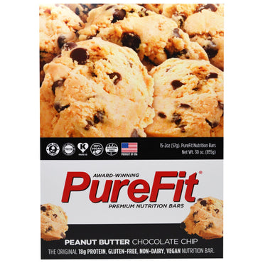 PureFit Bars Premium Nutrition Riegel Erdnussbutter-Schokoladenstückchen, 15 Riegel à 2 oz (57 g).