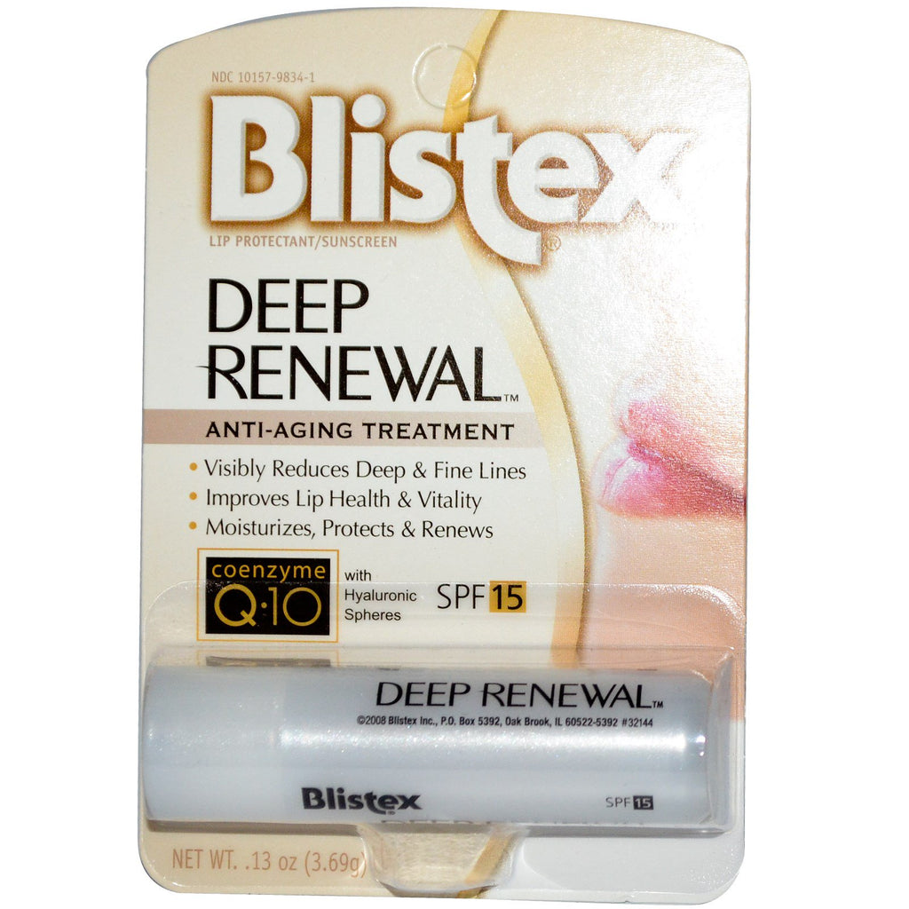 Blistex, Rinnovamento profondo, Trattamento antietà, Protettivo per le labbra/Crema solare, SPF 15, 3,69 g (0,13 once)