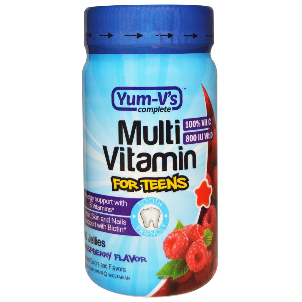Yum-V's, multivitamine pentru adolescenți, aromă de zmeură, 60 jeleuri