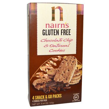 Nairn's Inc, 글루텐 프리, 초콜릿 칩 및 오트밀 쿠키, 160g(5.64oz)