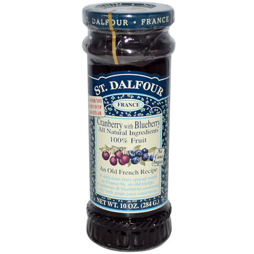 St. Dalfour, Tranebær, Deluxe Tranebær med Blåbær Frugt Spread, 10 oz (284 g)