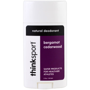 Think, Thinksport, Desodorante Natural, Bergamota e Cedro, 85,8 ml (2,9 oz)